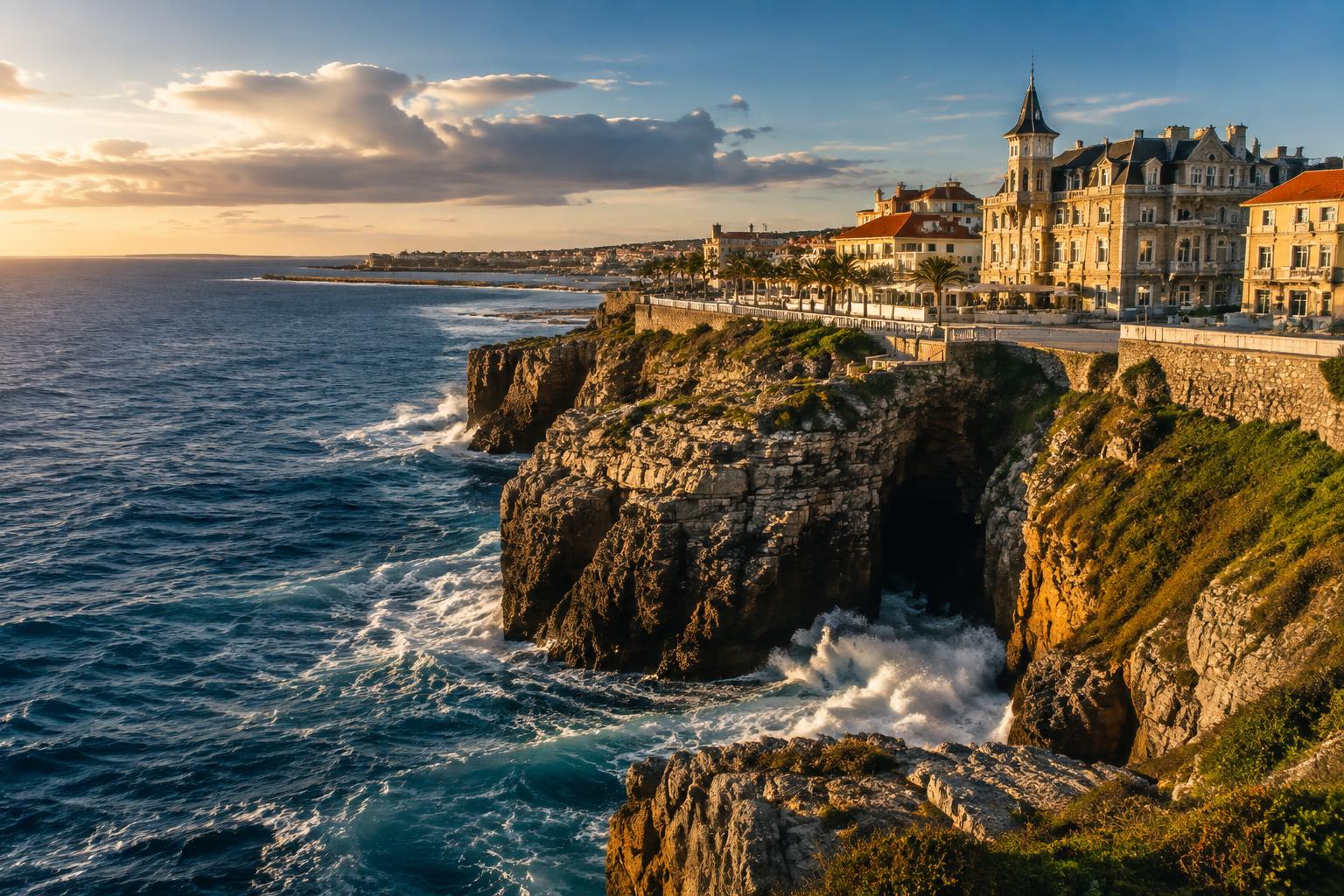 Costa atlântica e arquitetura histórica de Cascais